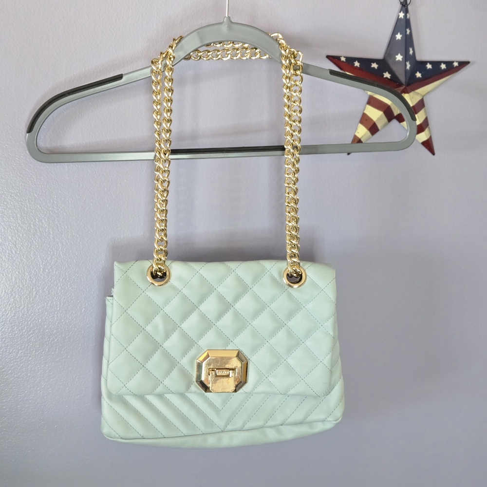 Elegant Mint Green Quilted Shoulder Bag